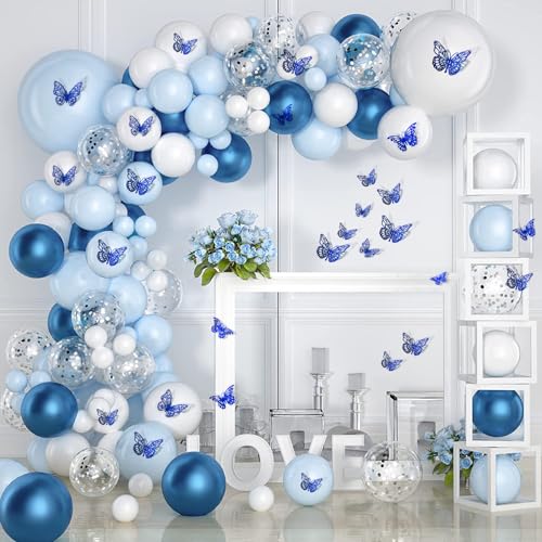 72 piezas de decoraciones de mariposas azules 3D para pared miniatura 3