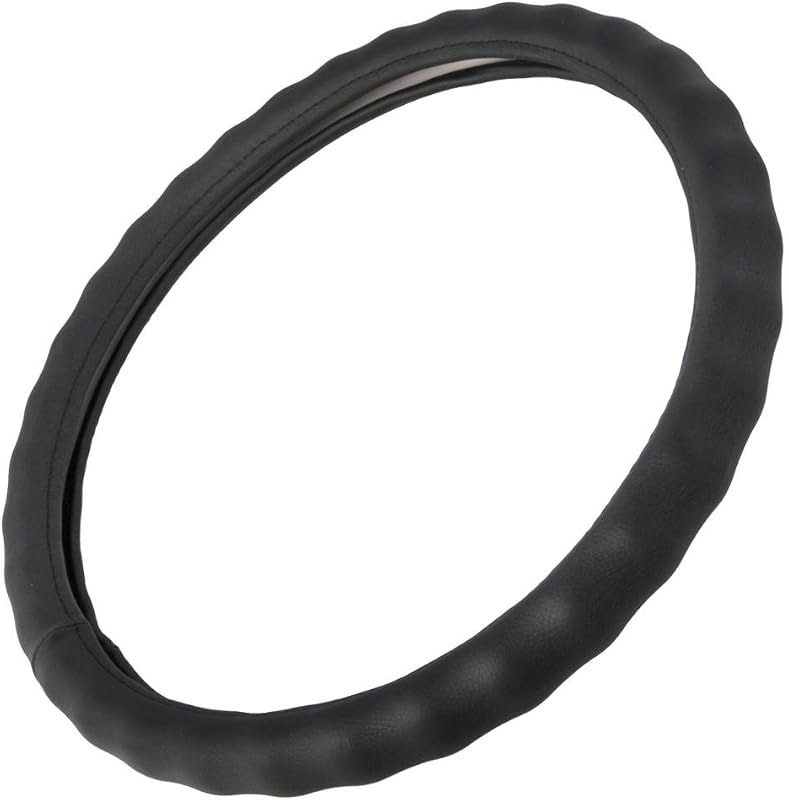 BDK Black Genuine Leather Steering Wheel Cover Large 15.5 to 16 inch