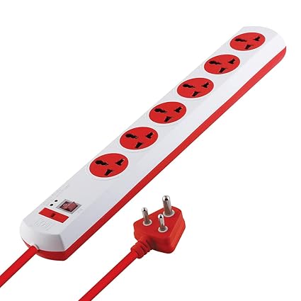MX 6 Way Outlet Power Strip with Universal Socket, Master Switch, Fuse, LED Indicator, Spike Guard Extension Board Auto detect Wire Connection, 1.5 Meter (MX-3770-1.5m)