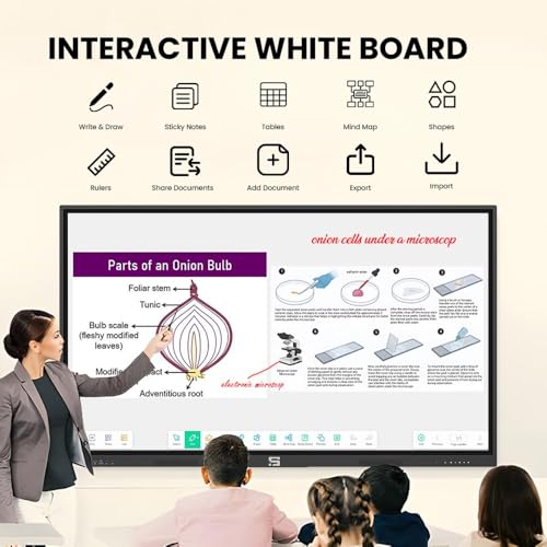Image of 98 Inches4K UHD Touch Screen Interactive Flat Panel Display Android 14 with AI Technology, 8GB RAM+128GB Storage,with HeavyDuty Adjustable Floor Stand Ideal for School,College,Home &Office