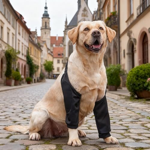 HECHKJ 2 Stück Ellenbogenschoner Hund, Schwarz und Grau Netzstruktur Kniebandage Hund, Größe XXL Verstellbar Ellenbogenbandage Hund, zum Schutz der Gelenke und Knie von Hunden