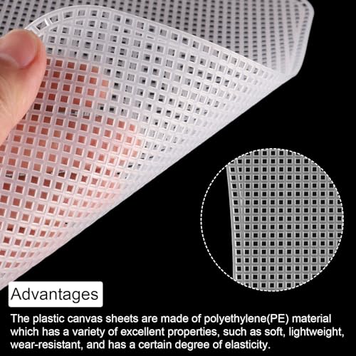 Image of MECCANIXITY 2Pcs Plastic Mesh Canvas Sheet 6 Count 41.5 cm / 16.3 inch for Crochet Bag Making Crossbody Bag Blank Canvas for Embroidery Needlepoint, Bag, Knit Crochet Mesh, White