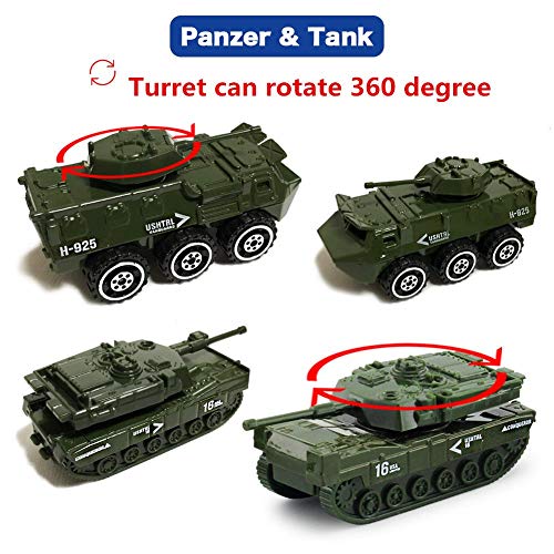 Jqgt Diecast Military Vehicles Army Toy 6 In 1 Assorted Metal Model Cars Fighter Tank Attack Helicopter Panzer Playset For Kids Toddlers #TOP4