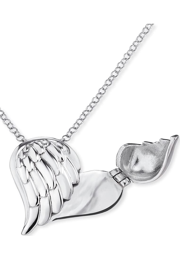 Engelsrufer Damen Halskette aus Sterling Silber und Bicolor Herzflügel Anhänger in silber und roségold - Anhänger zum Öffnen - Karabinerverschluss - Länge: 44cm