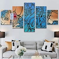 SIGNWIN 5 Panel Canvas Wall Art Modern Art Decorative Decorative Elements Digital Art Multicolor Patterns Urban for Home Decorations Ready to Hang - 60
