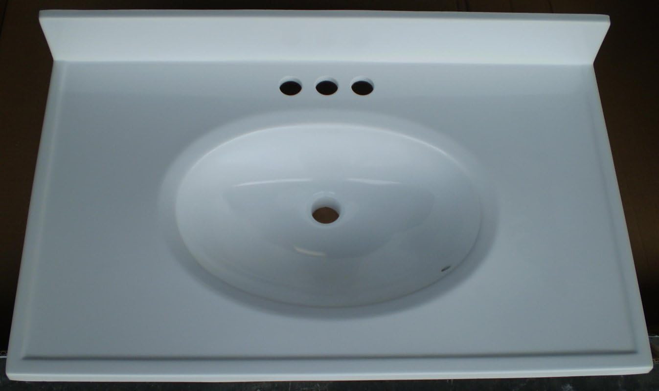 31X19 WHITE VANITY TOP (Sunnywood Prod. OB3119330) Vanity Sinks