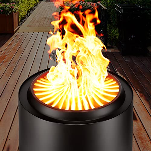 Cityflee 20 Inch Smokeless Fire Pit for Outside, Wood Burning Low Smoke Firepit with Removable Ash Pan, Outdoor Bonfire Stove Fire Pits for Patio Backyard Cooking