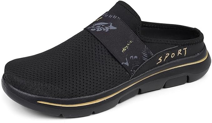 Mens Comfort Breathable Support Sports Slip-On Sandals, Closed Toe Slippers Arch Support Athletic Sandals for Men
