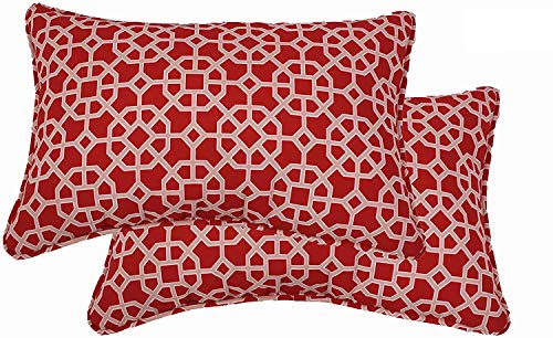 Comfort Classics Inc. Outdoor/Indoor Patio Throw Pillow (Set of 2) in Spun Polyester Coral red 24x15.5x5