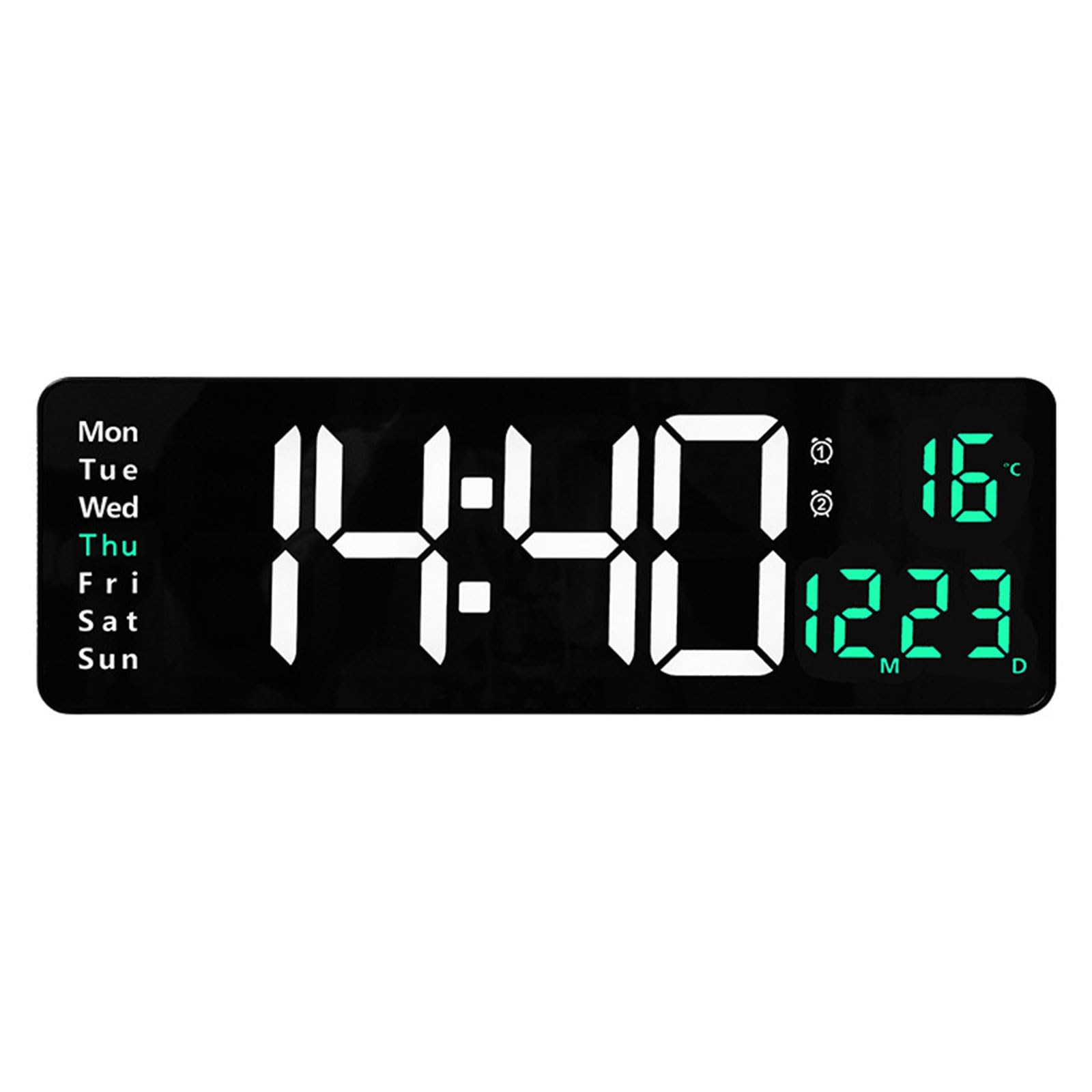 Hsioluted 15Inch LED Digital Wall Clock with Temperature and Date Timekeeping for Home and Commercial Use Multifunctional Digital Clock