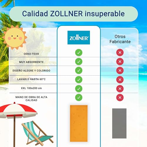 Miniatura 6 de Zollner Toalla De Playa Grande, 100x200 Cm, 100 Algodón, Amarilla