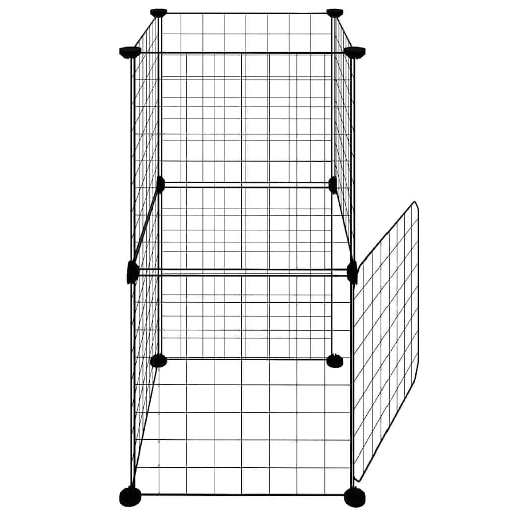 Jaula para mascotas de acero con recubrimiento en polvo, color negro, 35 x 35 cm, con puerta para animales pequeños, conejos, cobayas, hámster, roedores, protección en interiores y exteriores