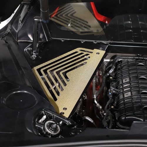 Image of TOYCIDFG Carbon Fiber Engine Bay Panel Cover, Left Right Splash Shield Oxidation Case Guard Compatible with C8 Corvette 2020-2023 Auto Interior Body Part Accessories (Carbon Fiber - Yellow)