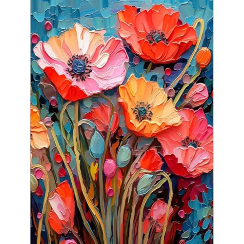 KEYIFA Peinture par Numéros pour Adulte, Fleur colore plante tableauKits de Peinture au numero avec Canevas Acrylique et Pinceaux, DIY Creatif Toile Kits...