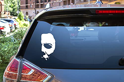 Michael Myers Glossy Vinyl Decal Sticker Creepy Half Face Scary Horror Movies Creepy Halloween Cars,Farm House, Suv, Rv, Trucks,Vans, Walls,Laptop White 5.5 Inches Approximately #TOP13