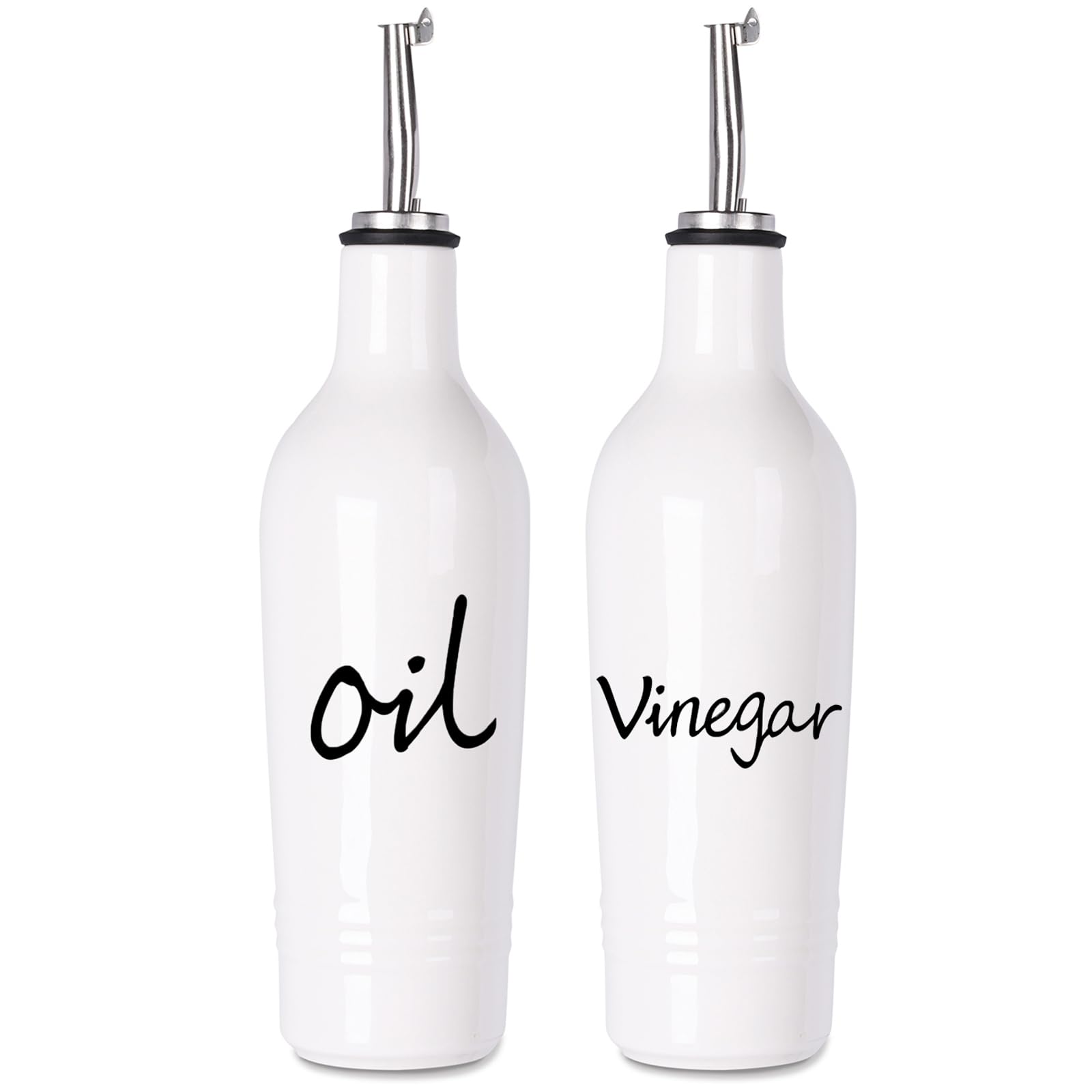 Farmhouse Öl- und Essigspenderflaschen-Set, Keramik, perfekt für die Aufbewahrung von Öl und Essig, 370 ml, Weiß