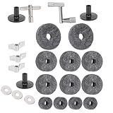 AUNMAS Beckenständer-Filz-Set, Filz-Kunststoff-Metall-Trommelbecken-Teile, 23 Stück, mit Flügelmuttern, Unterlegscheiben, Hülsen und Trommelschlüssel, für Schlagzeug-Spieler Zum Üben von (GREY)