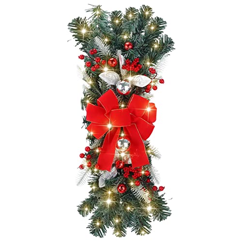 Couronnes de Noël 2025 pré-éclairées pour décoration de porte et fenêtre