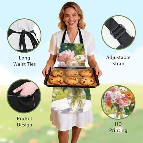 Image of Nuxovilar Decorative Kitchen Apron, 26.77x30.70 Inch Polyester Cooking Wearable Cover