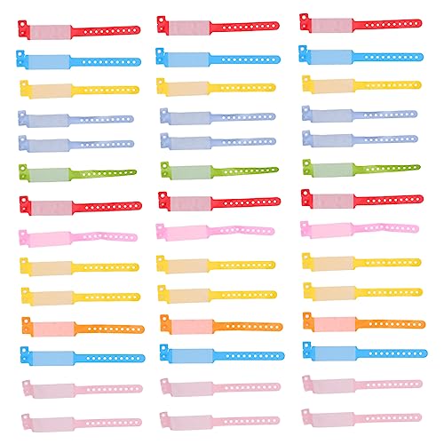 jojofuny 100Piezas Pulseras de Identificación Desechables de PVC para Ajustables Impermeables para Eventos y Actividades al Aire con Diseño de Dibujos Animados