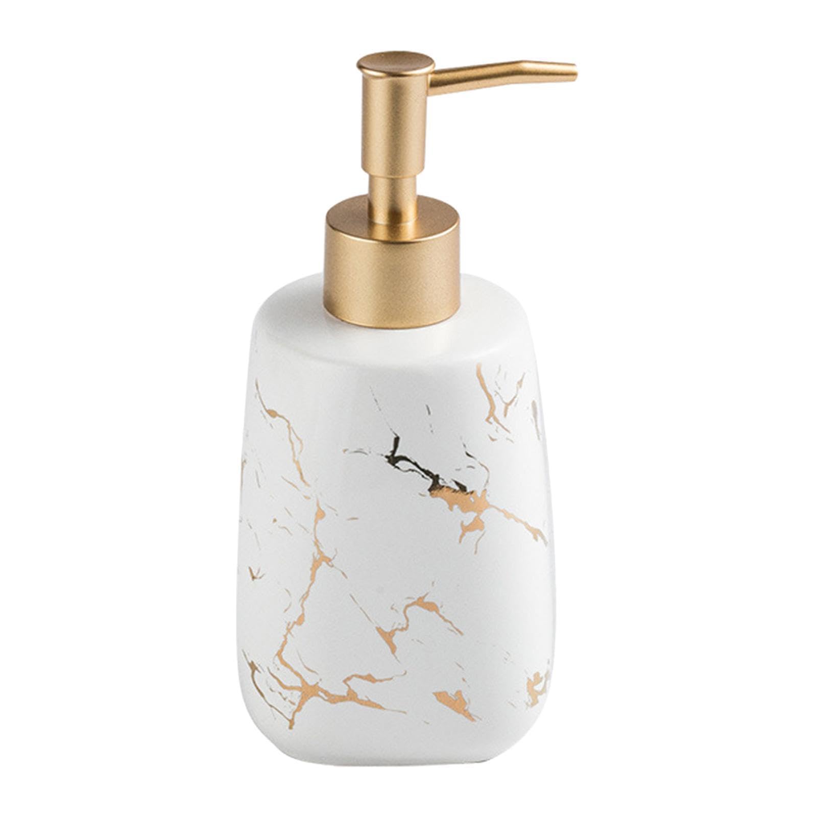 PIXZCSA Durable Hand Soap Dispenser 350ml Stylish Ceramic Bottle Elegant Easy Refill Kitchen Bathroom Easy RefillYou Can Refill Soap Liquid According To Needs, White, 350ml