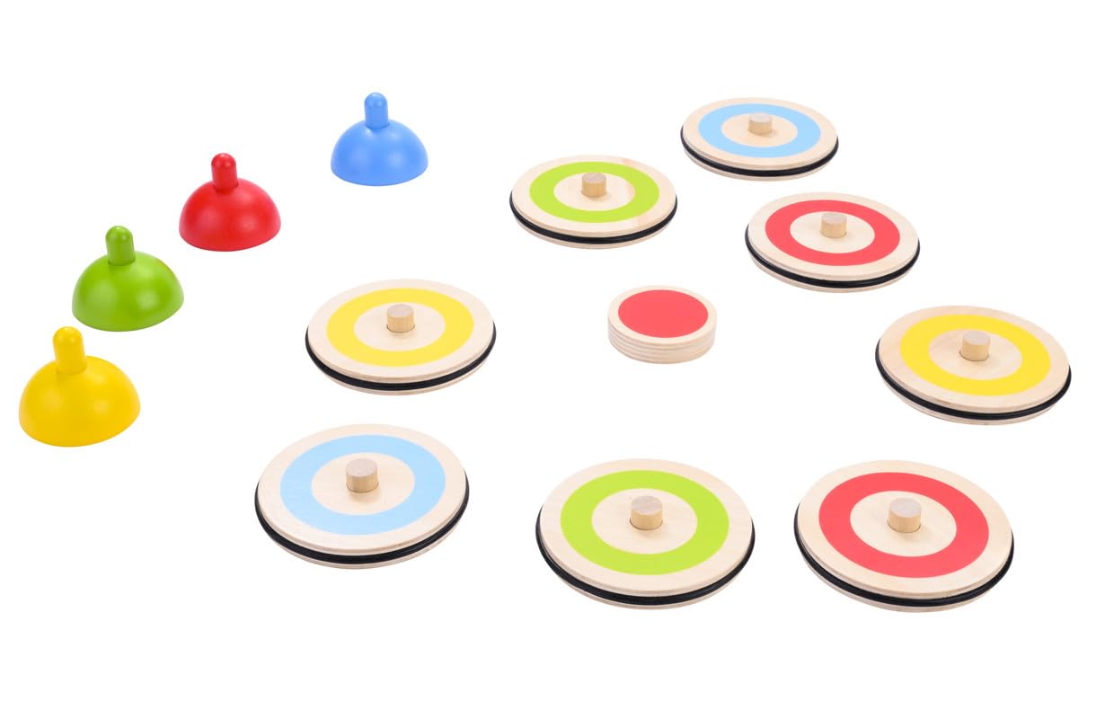 Engelhart - 606055 - Set di Curling da Tavolo in Legno - Divertimento Familiare Colorato - Ø10 cm, Altezza: 6,5 cm - +6 Anni