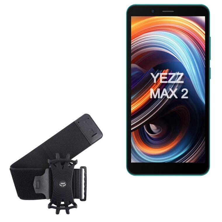 BoxWave Holster Compatible with Yezz Max 2 - ActiveStretch Sport Armband, Adjustable Armband for Workout and Running - Jet Black