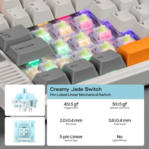 Image of EPOMAKER RT85 Wireless Mechanical Keyboard with Joystick & DIY Screen, 8000mAh, BT /USB /2.4Ghz, Gasket, Hot-Swap, PBT Keycap, 75% Gaming Keyboard (Retro White, Creamy Jade)