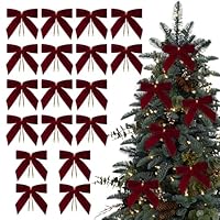 24 stuks fluwelen strikken voor kerstboom, vintage kerstdecor voor bruiloft 15 x 18 cm fluwelen kerstversieringen voor boomkrans slinger woondecoratie binnen buiten twist strikken voor