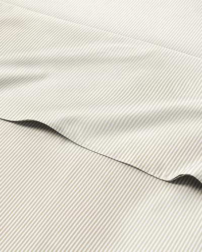 Image of Full 4 Piece Striped Sheet Set - Soft, Breathable & Cooling - Beige Ombre