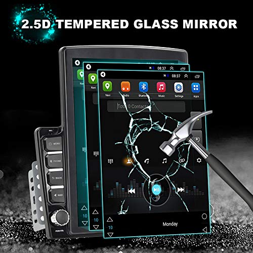 Android Double Din Gps Navigation Car Stereo, 9.7'' Vertical Touch Screen 2.5D Tempered Glass Mirror Bluetooth Car Radio With Backup Camera #TOP1