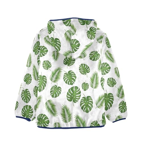 CHIFIGNO Green Tropical Leaves Toddler Boys Comfy Thick Fleece Jacket with Polar Fleece Lining 3T2