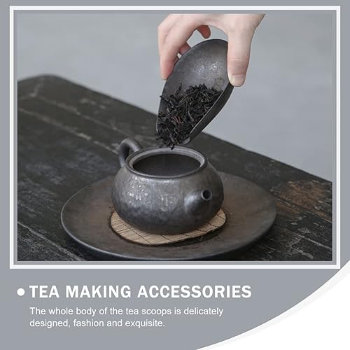Miniatura 6 de Zerodeko Cuchara de té retro, pala de porcelana para té de hojas sueltas, café, harina, sal, frutos secos, 1 unidad, color café, 3.93 x 2.75 x 1.18