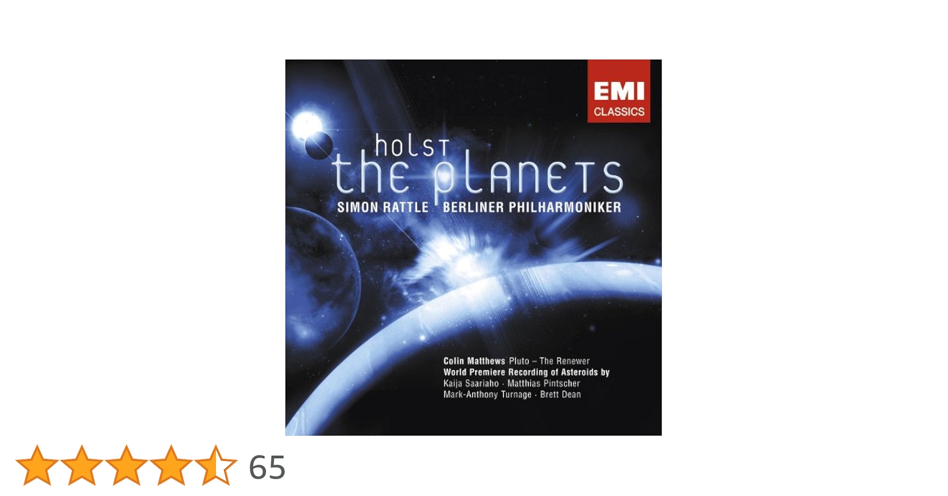独LP Simon Rattle Holst: The Planets 1C06743028T EMI /00260 Amazon.com: Holst: The Planets: CDs & Vinyl