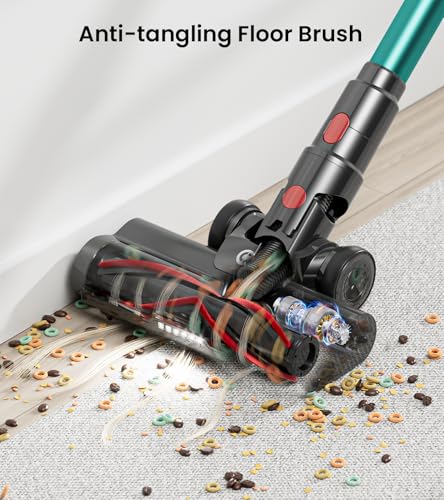 Image of CHEBIO Cordless Vacuum Cleaner, 550W /45Kpa Vacuum Cleaners for Home with LED Display, Anti-Tangle Cordless Stick Vacuum with 65Min, Lightweight Wireless Vacuum (Green)
