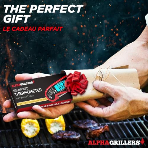 Alpha Grillers Meat Thermometer Digital - Instant Read Food Thermometer for Cooking Grilling Air Fryer BBQ Kitchen - Blackstone Griddle Accessories - Gifts for Him Husband - Gifts for Birthday Men Dad