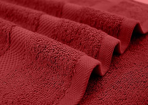 Image of DAN RIVER Bath Towels Set of 4, 27 x 54 Inches, 100% Cotton, Larger & Lighter Weight, Quicker to Dry, Super Soft and Absorbent, Ideal Absorbent Bath Towels for Daily Use, Red