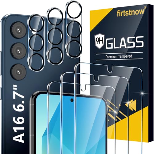 firtstnow 3 Pack for Samsung Galaxy A16 5G Screen Protector Tempered Glass + 3 Pack Camera Lens Protector, Military Grade Shatterproof, 9H Hardness, Fingerprint Unlock, Case Friendly 6.7 Inch - image 1