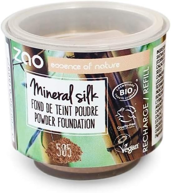 Zao Refill Mineral Silk 505 Coffee Beige Refill for Loose Powder/Mineral Make Up (Organic, Vegan 111505