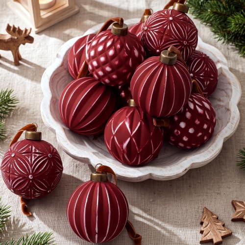 Bucherry Burgundy Vintage Christmas Ball Ornaments