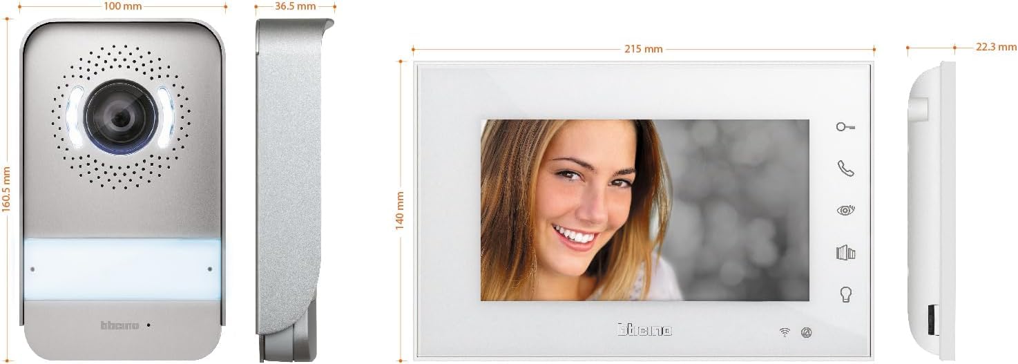 BTICINO 310913 Videocitofono Easykit WiFi, Kit Monofamiliare Espandibile, Senza Fili, Monitor Smart 7" a Colori, Pulsantiera con Visione Notturna, Controllo Accessi da Smartphone, App Home+Security