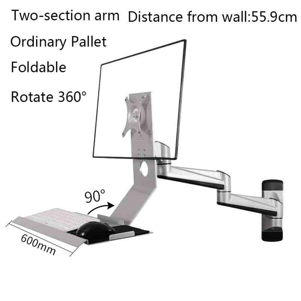 Braccio Monitor Supporto for Monitor a Doppio Braccio da Parete in Argento con Vassoio Normale, Pieghevole a 90° Supporto Monitor