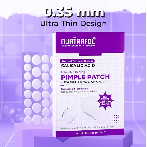 Image of Ultra-Thin Hydrocolloid Pimple Patches - 36 Dots | with 2% Salicylic Acid, Tea Tree & Hyaluronic Acid | Waterproof Acne Spot Cover | Absorbs Pimple Overnight & Reduces Excess Oil | Suitable for All Skin Types (36 - Count)