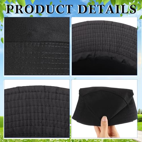 Image of 36 /24 /12 Pcs Bucket Hats for Men Women Bulk Cotton Fishing Cap UV Protection Beach Foldable Solid Color Sun Cap