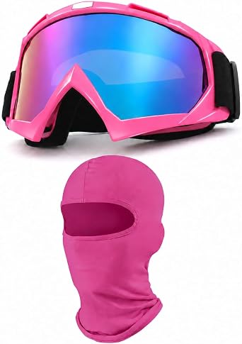 Motorcycle Goggles with Face Mask, Windproof Dirt Bike Racing Ski Goggles Protective Safety Glasses with Balaclava
