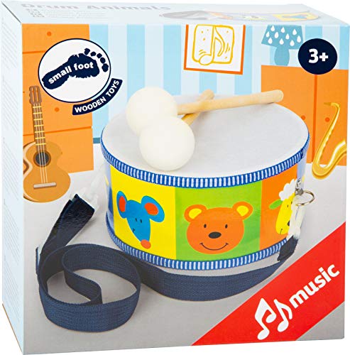 small foot 3315 drum/muziekinstrument van hout voor kinderen met kleurrijke dieren, draagriemen en trommelstokken - Image 5
