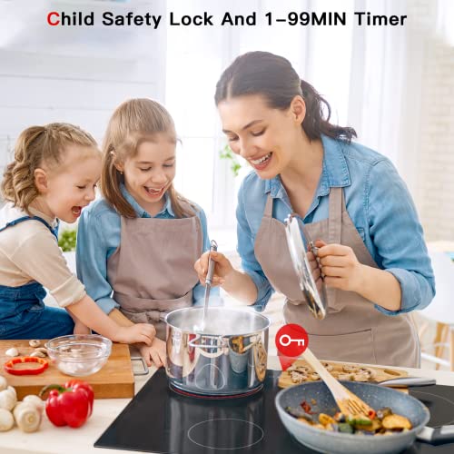 Iseasy 1822102-1 Electric Cooktop 30 Inch Ceramic Stove 4 Burners Built-In Stove Top Electric Hot Plate Satin Glass Cooktop In Black Touch Sensor Control/Timer/Child Safety Lock/9 Power Levelsr/220-240V 6700W thumb #4