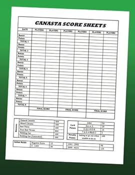 Paperback Canasta Score Sheets: Large canasta blank form score sheet notebook Book