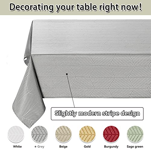 M Morefeel Artlavie Reflective Textured Rectangle Tablecloth Geometry Modern Waterproof Wrinkle-Free Washable 60X84 Inch Polyester Table Cloth For Dining Outdoor Party Wedding, Gray #TOP6