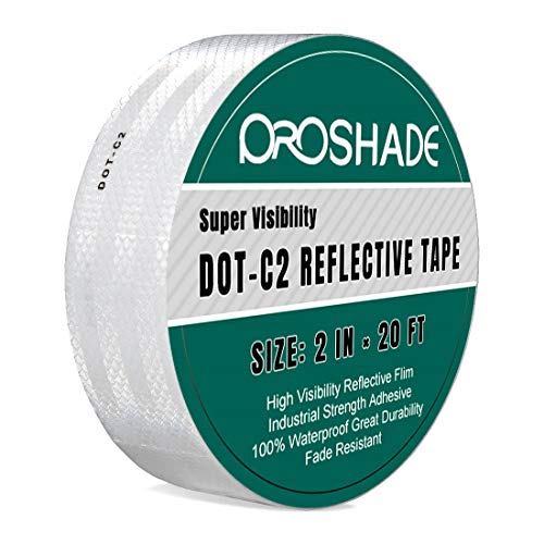 DOT-C2 White Reflective Tape, Reflector Conspicuity Tape Stickers High Intensity Waterproof (2'' × 20')